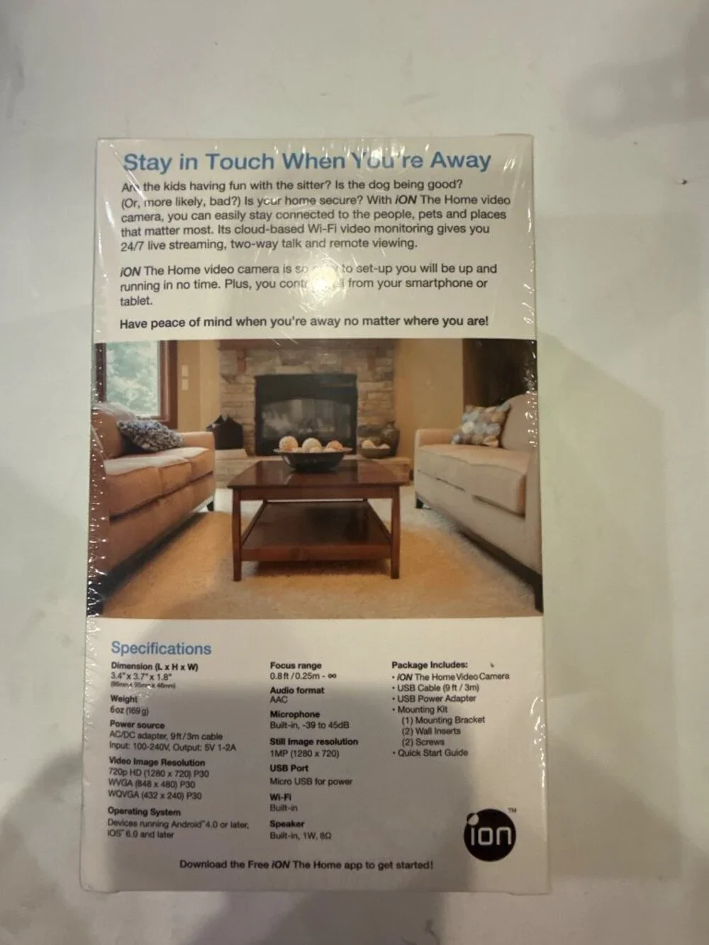iON The Home Wi-Fi Video Camera HD 720P Two-Way Audio Night & Day Streaming